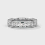 Round Brilliant Cut Lab-Grown Diamond Channel-Set Half-Eternity Ring in White Gold