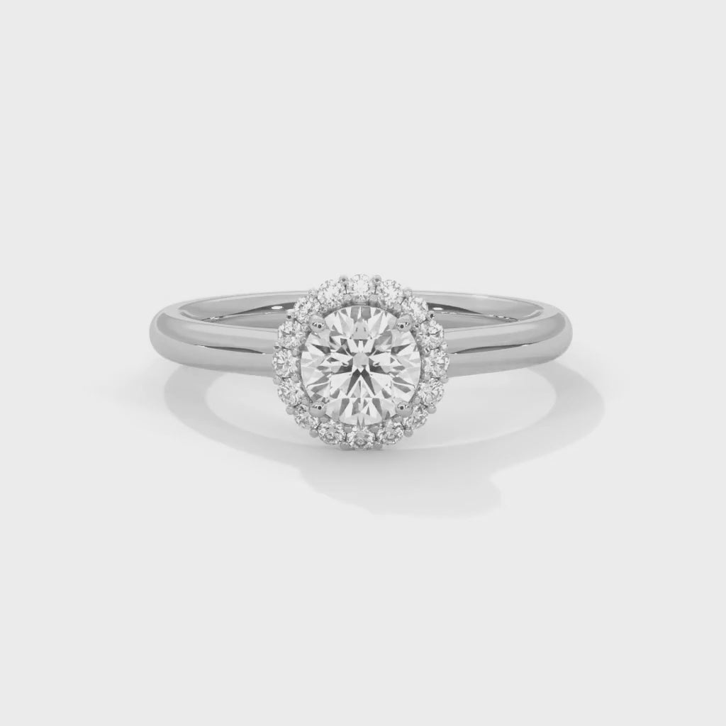 Round Brilliant Cut Lab-Grown Diamond Halo Engagement Ring in White Gold