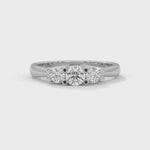 Round Brilliant Cut Lab-Grown Diamond Classic Three-Stone Engagement Ring in White Gold