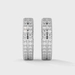 Lab-Grown Diamond Pavé Double Row Huggie Hoop Earrings in White Gold
