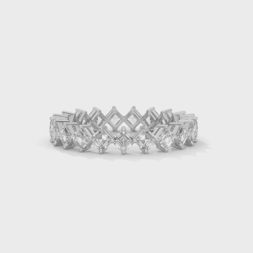 Asscher Cut Lab-Grown Diamond East-West Eternity Ring in White Gold