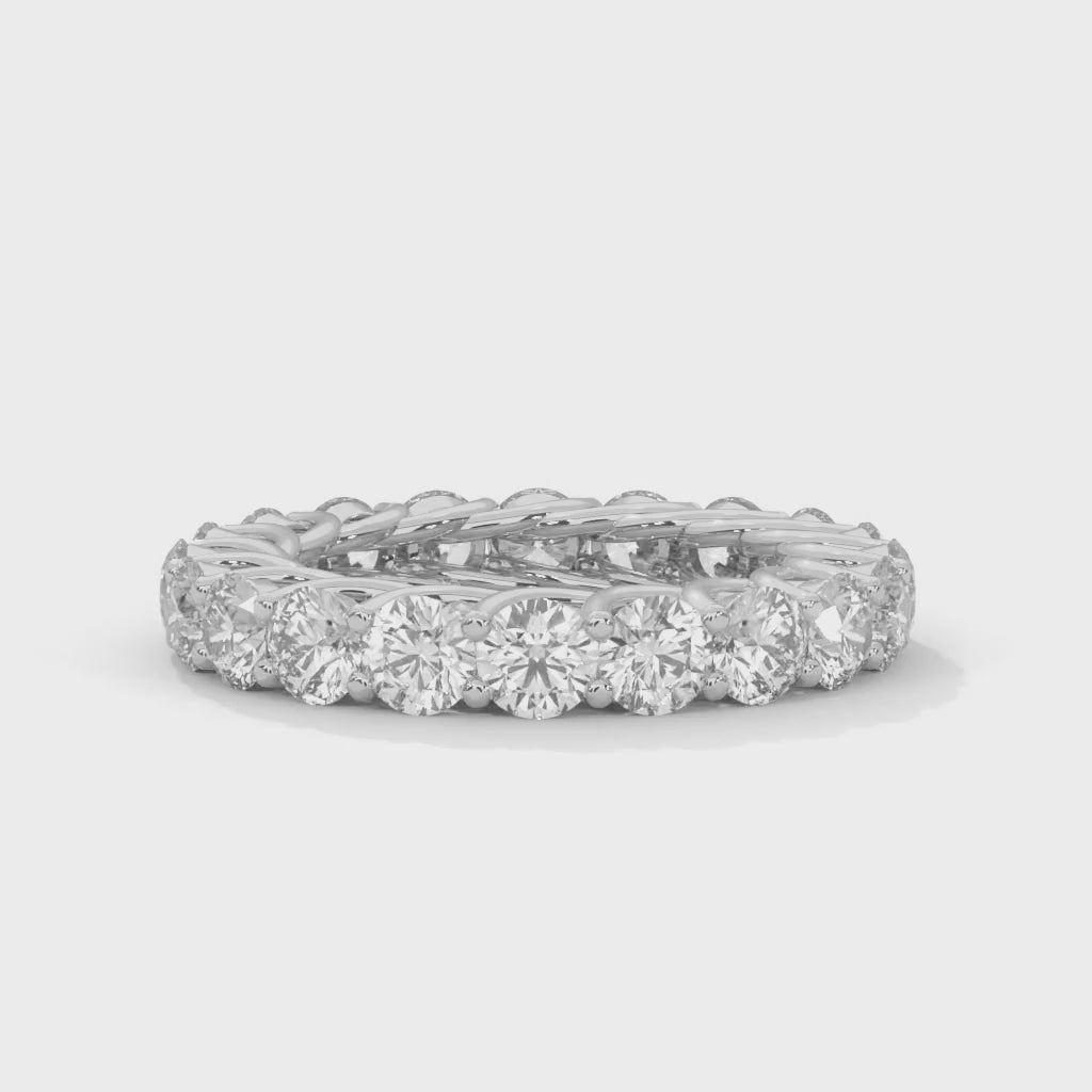 Round Brilliant Cut Lab-Grown Diamond Trellis Eternity Ring in White Gold