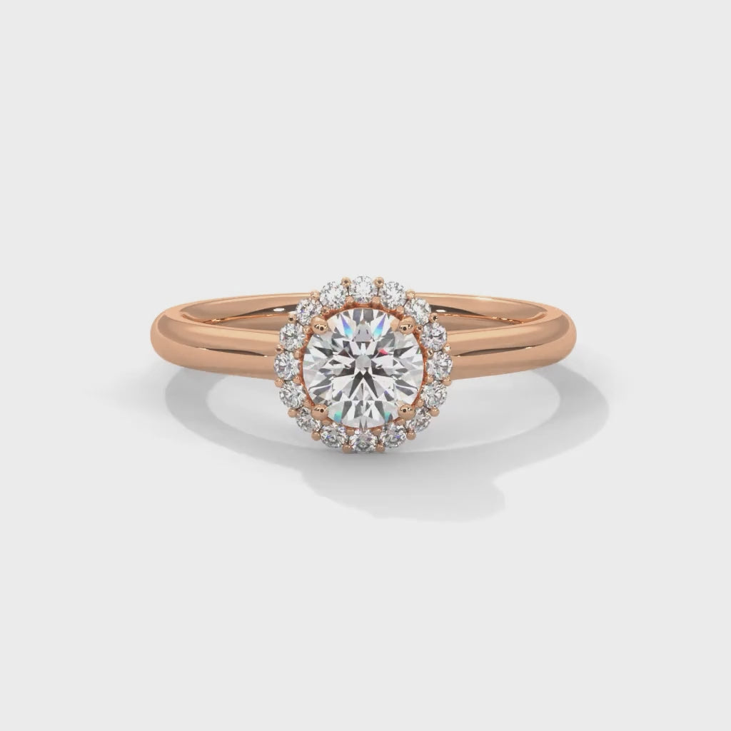 Round Brilliant Cut Lab-Grown Diamond Halo Engagement Ring in Rose Gold