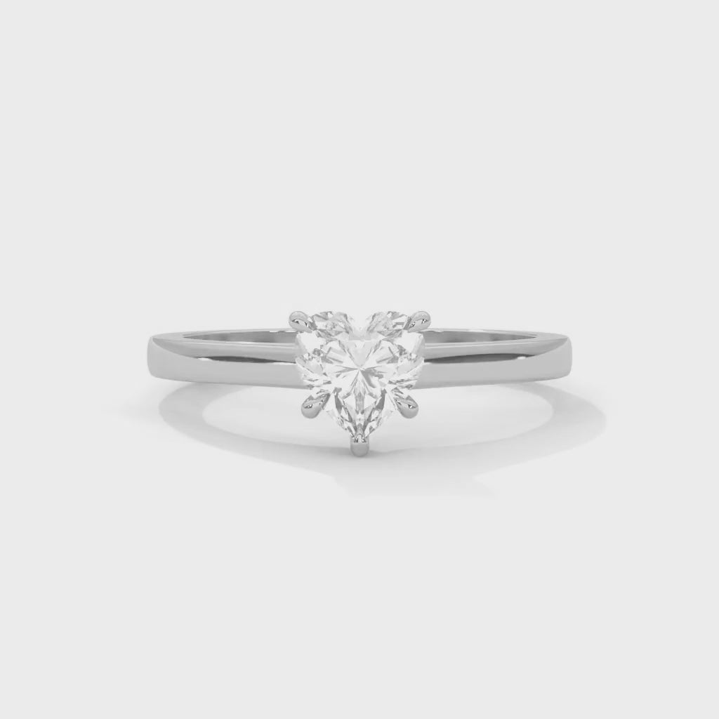 Heart-Shaped Lab-Grown Diamond Solitaire Engagement Ring in White Gold