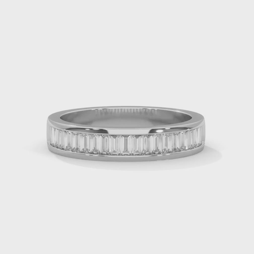 Baguette Cut Lab-Grown Diamond Wedding Ring in White Gold