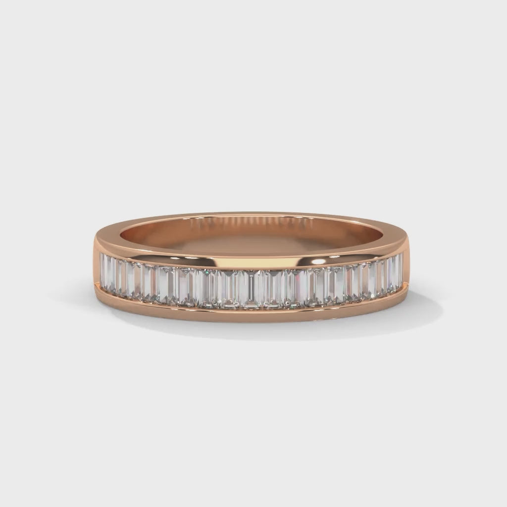 Baguette Cut Lab-Grown Diamond Wedding Ring in Rose Gold