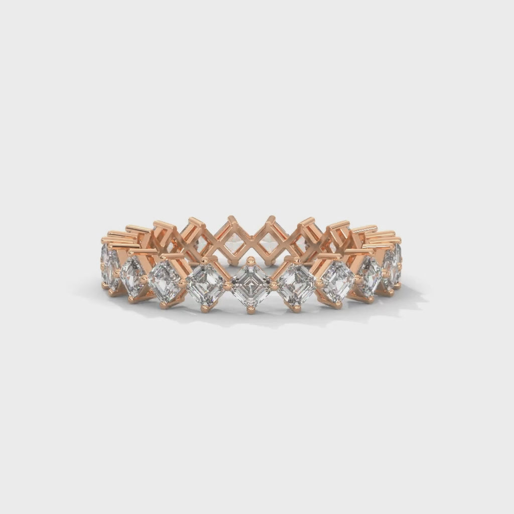 Asscher Cut Lab-Grown Diamond East-West Eternity Ring in Rose Gold