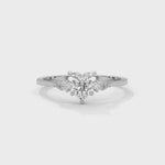 Heart and Pear-Shaped Lab-Grown Diamond Three-Stone Engagement Ring in White Gold