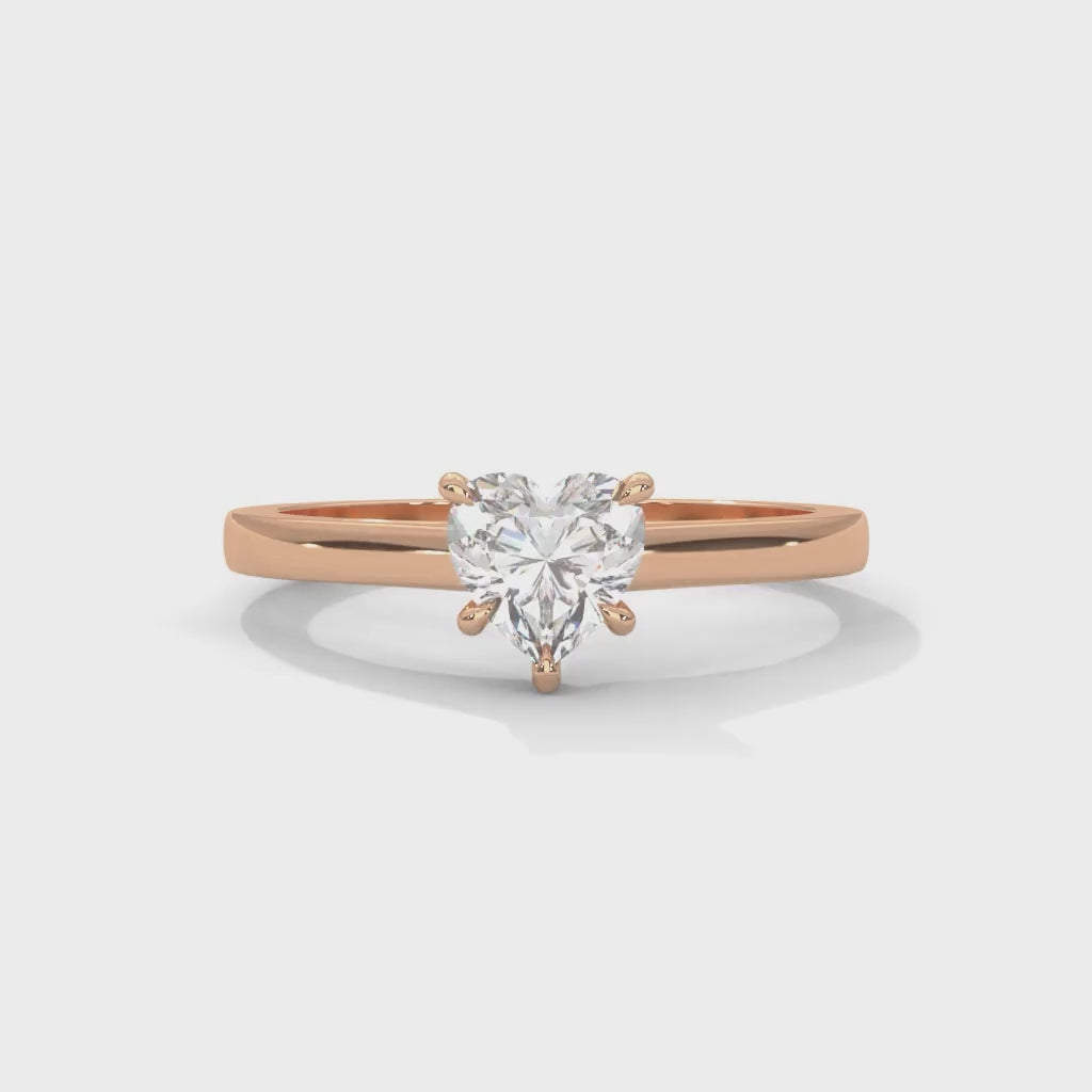 Heart-Shaped Lab-Grown Diamond Solitaire Engagement Ring in Rose Gold