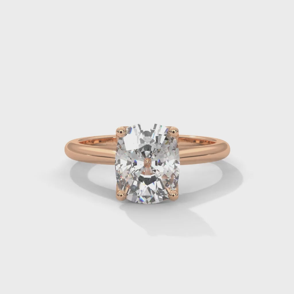 Cushion Cut Lab-Grown Diamond Petal Prong Pavé Engagement Ring in Rose Gold