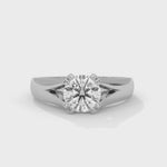 Round Brilliant Cut Lab-Grown Diamond Split Shank Solitaire Engagement Ring in White Gold