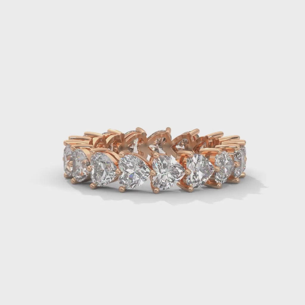 Heart-Shaped Lab-Grown Diamond Eternity Ring in Rose Gold