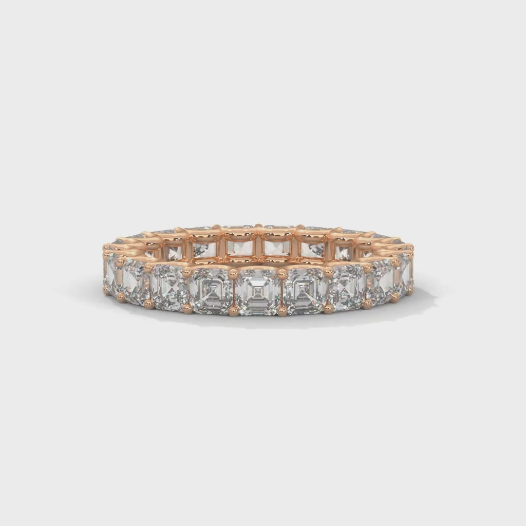Asscher Cut Lab-Grown Diamond Eternity Ring in Rose Gold