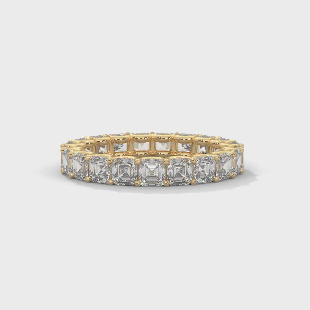 Asscher Cut Lab-Grown Diamond Eternity Ring in Yellow Gold